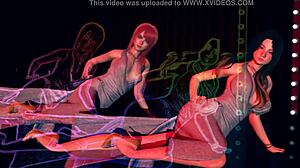 SEXY REDHEAD ANIME GIRL STRIPS AND DANCES BIG TITS!