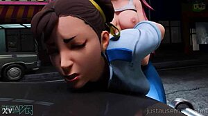 chun li in uniform handcuffs pov fight punished big tits street