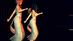 SEXY REDHEAD ANIME GIRL STRIPS AND DANCES BIG TITS!