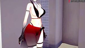 Arlecchino bikini blowjob beach sex with huge oppai Genshin fantasy