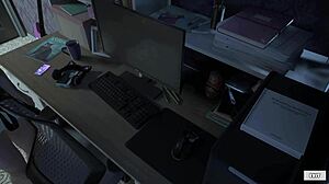 Stepsister spies stepbro jerking to innocent neighbor girl