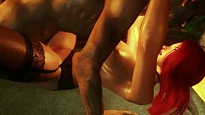 Skyrimporn Priest of Arkay rides redhead prostitute's big tits in lingerie cowgirl