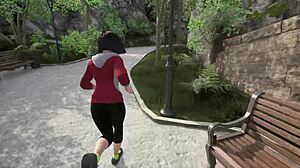 Kira spies couple's public park fountain creampie with huge cocks and squirting tits!