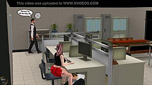 What secrets unfold in the late night office during this 3D animated hentai game session?