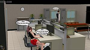 What secrets unfold in the late night office during this 3D animated hentai game session?