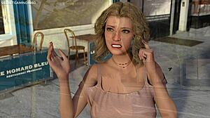 my bimbo dream part 15 has this sexy busty blonde nude masturbating publicly with toy