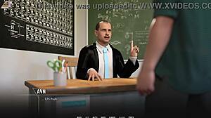 Taboo University 112: Tight Ass in Short Shorts Squirts for Femdom Giant