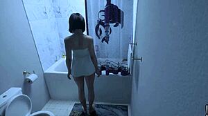 Stepsister spies stepbro jerking to innocent neighbor girl