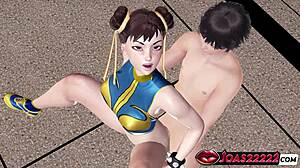 chun li lifted reverse fucked wet to creampie explosion!