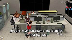 What secrets unfold in the late night office during this 3D animated hentai game session?