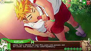 hiro slurps keitaro's huge juicy cock in sword art online yaoi blowjob scene