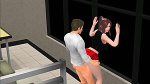 What secrets unfold in the late night office during this 3D animated hentai game session?