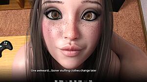 young brunette strips teases then devours huge cock blowjob