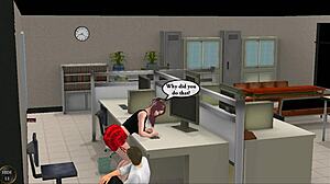 What secrets unfold in the late night office during this 3D animated hentai game session?