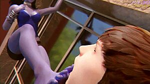 Widowmaker's feet trampled outdoors in public view