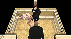 Intense Elevator Encounter Unfolds in Steamy 3D Animated Hentai Game Scene