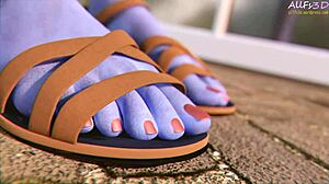 Widowmaker's feet trampled outdoors in public view