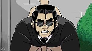 Animated gay security guard pounded outdoors by monster cock in ass