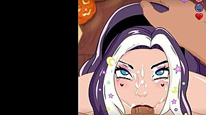 i feel her deepthroat my cock on halloween before hardcore creampie facial explosion