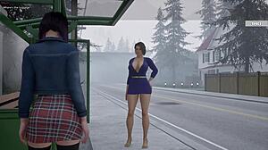 kira catches stepbro jerking huge cock in toilet game