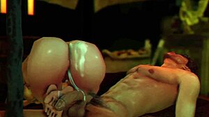 Rough tent sex pounds young vagina doggystyle in 3D Sims animation