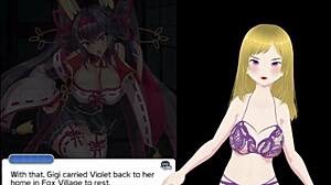 POV fingering tight Japanese fox girl pussy in hentai game