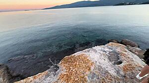 stroll hand in hand at sunset toward ancient outdoor ruins with petite friend