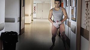 damn stroking this 18cm monster cock with latex gloves in hospital feels so sexy