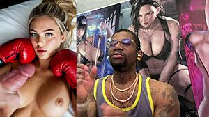 oh god that beautiful tan boxing slut's thicc tits and ass get absolutely drenched in hot cum facials