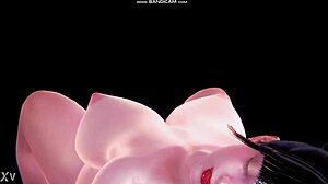 3D animation highlights massive jiggling breasts in anime style
