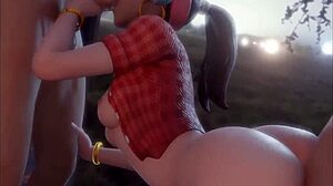 d.va takes hard fucking while sucking cock in rewind loop