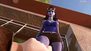 Widowmaker's feet trampled outdoors in public view