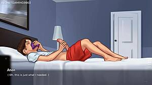 pervert sneaks into stepmom's bedroom sniffing her big tits panties temptation!!