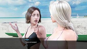 secretary milf strips bikini at beach revealing big tits monster cock pussy play outdoors