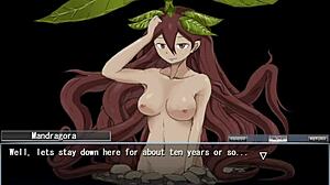 monster girl quest mgq mandragora wraps vines around cock for deep wet fellation and oral domination