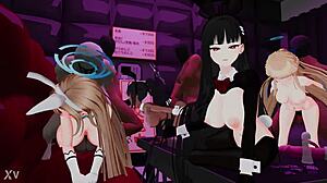 those bunny costumes make my heart race during this group handjob frenzy