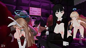 those bunny costumes make my heart race during this group handjob frenzy