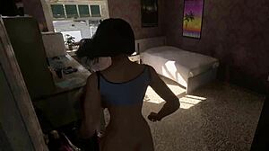 three secret guys gangbang this horny bitch with huge cocks while home empty