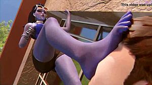 Widowmaker's feet trampled outdoors in public view