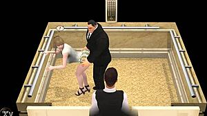 Intense Elevator Encounter Unfolds in Steamy 3D Animated Hentai Game Scene