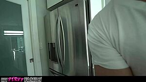 MyPervyFamily hot teen Makenna Blue teases stepdad with tight pussy riding