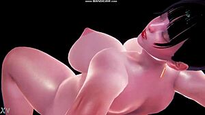 3D animation highlights massive jiggling breasts in anime style