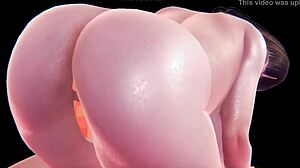 in this 3d animation a busty beauty shakes her massive heaving breasts teasingly