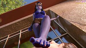 Widowmaker's feet trampled outdoors in public view