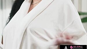 innocent massage turns into wild scissoring with that curvy ebony babe?