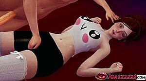 ashe's wet redhead pussy fingered licked with anal toys moans and squirt in pool rule34 overwatch animation