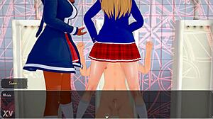 Akane's Femdom Bully Scene Dominates Aqua Hard in Hentai Game Action