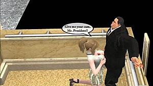 Intense Elevator Encounter Unfolds in Steamy 3D Animated Hentai Game Scene