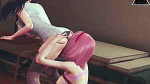 Sakura and Hinata's lesbian blowjob handjob orgasm fest?