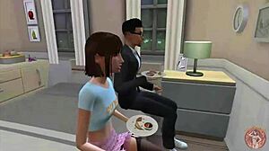 old guy bangs young sims babe while her mom dates in steamy visual novel